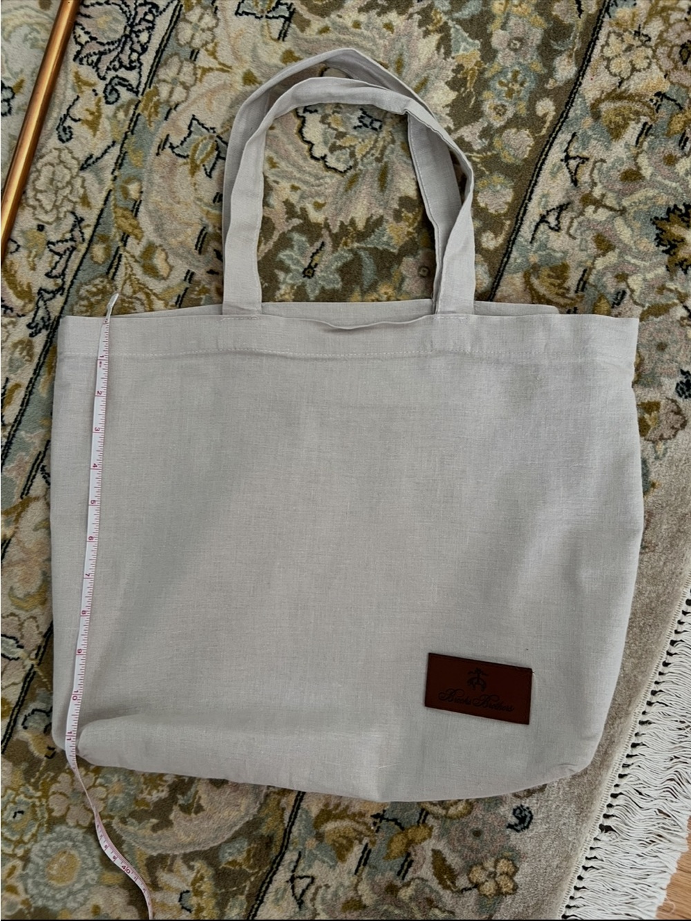 Brooks Brothers light green linen / Canvas Tote s small shopper bag